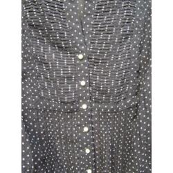 blouse STIPPEN mt 42 zwart lange mouwen