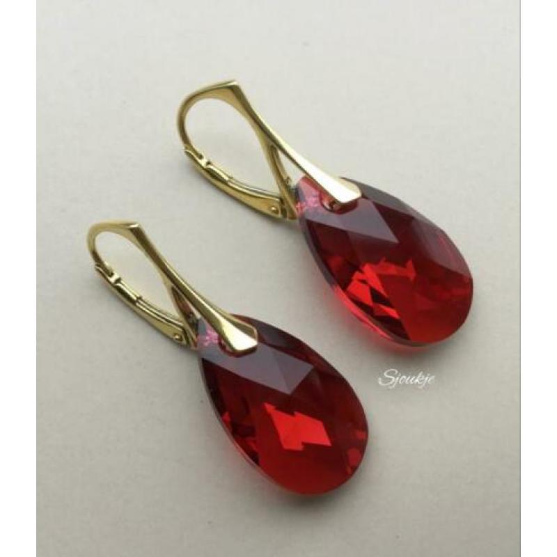 Oorbellen zilver goud Swarovski kristal NIEUW ketting parel