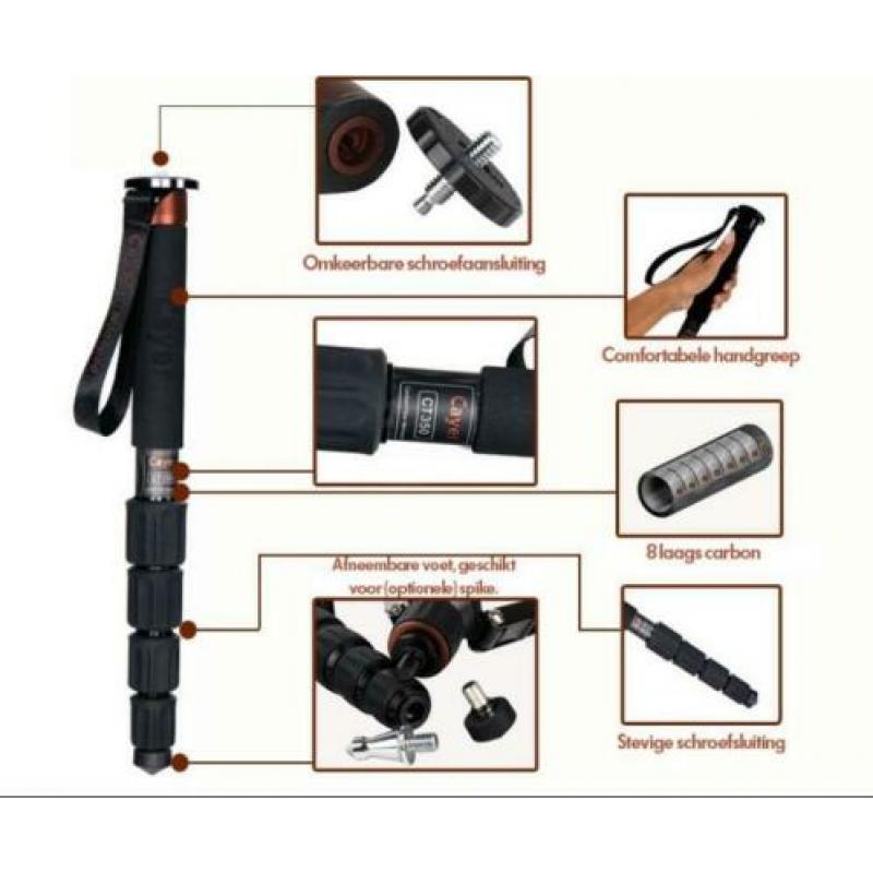 Cayer CT-450 Carbon monopod max. 30kg INCL. VERZENDING!