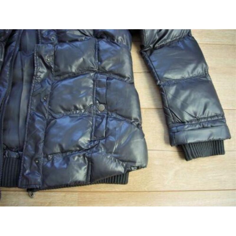 Gewatteerde winterjas jack blauw bont NIEUW maat M