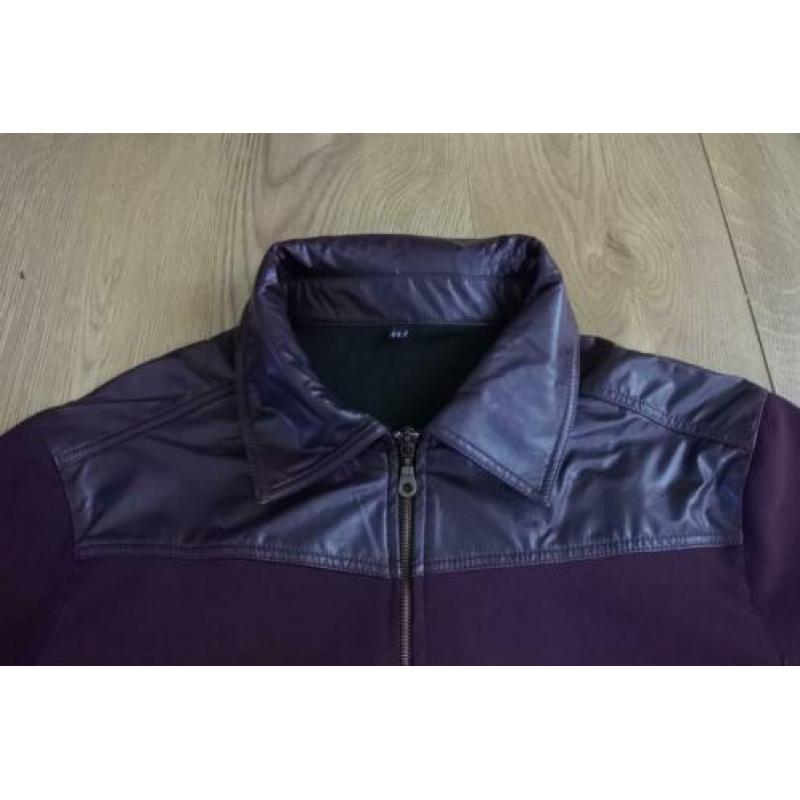 blouse en gilet setje 44 paars nep leer leuk
