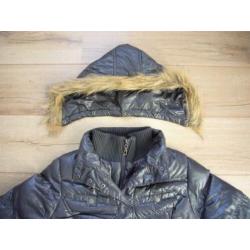 Gewatteerde winterjas jack blauw bont NIEUW maat M