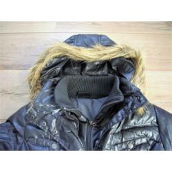 Gewatteerde winterjas jack blauw bont NIEUW maat M