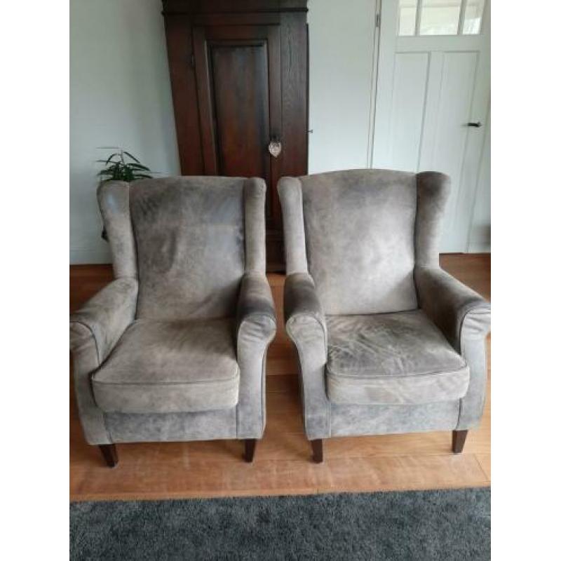 GRATIS - 2x oorfauteuil stoel van microleer