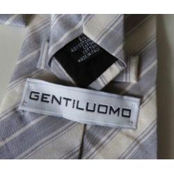 Gentiluomo 60% zijde 40% katoen stropdas creme met zilver