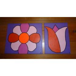 Flower Power. Modern Kleurrijk Groot. Eigen Ontwerp. Unicum.