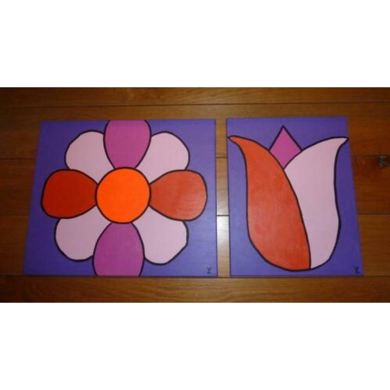 Flower Power. Modern Kleurrijk Groot. Eigen Ontwerp. Unicum.