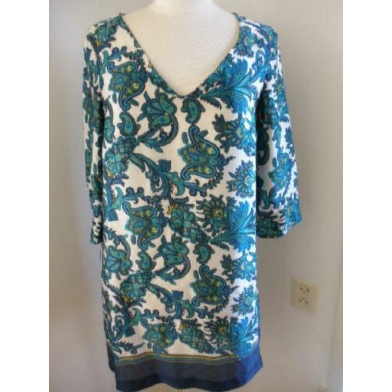 MANGO tuniek jurk wit groen blauw maat S - nieuw -