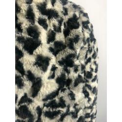 Panterprint grijs beige faux fur jas maat 40