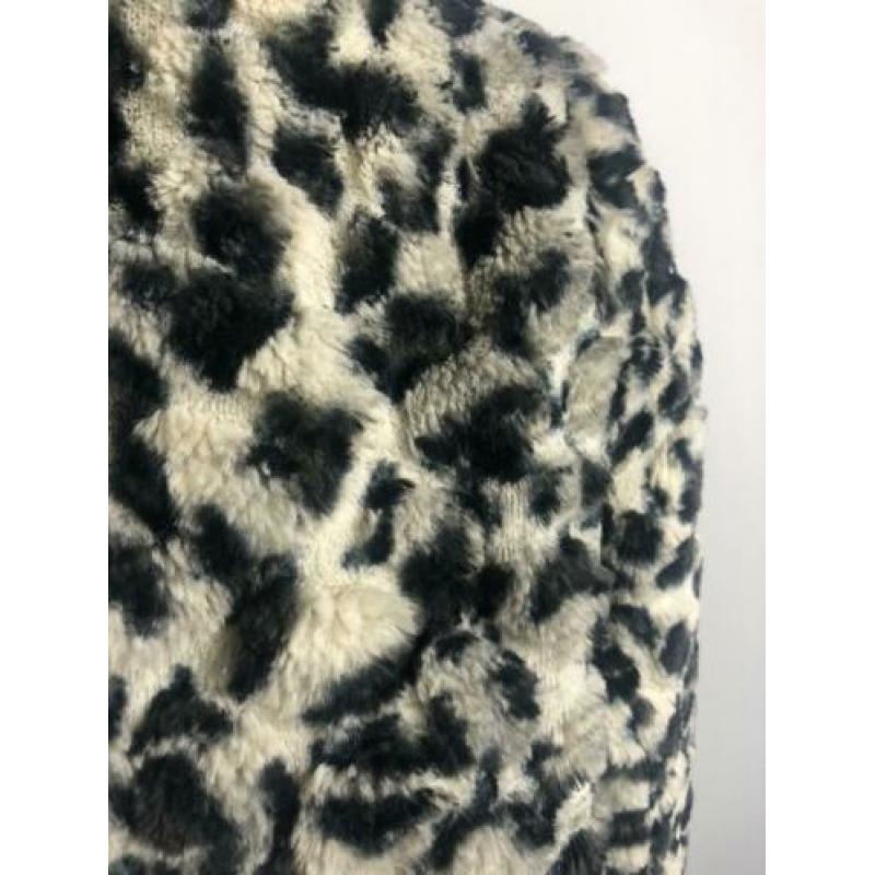 Panterprint grijs beige faux fur jas maat 40