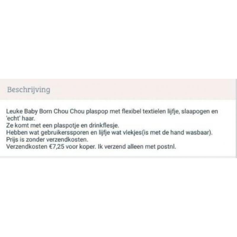 Chou Chou plaspop met slaapogen en 'echt' haar.Zapf Creation