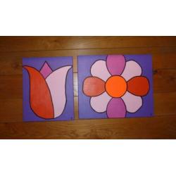 Flower Power. Modern Kleurrijk Groot. Eigen Ontwerp. Unicum.