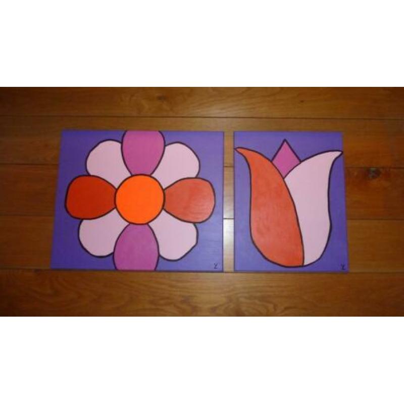 Flower Power. Modern Kleurrijk Groot. Eigen Ontwerp. Unicum.