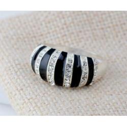 18K witgoud vergulde fashion ring met kristallen