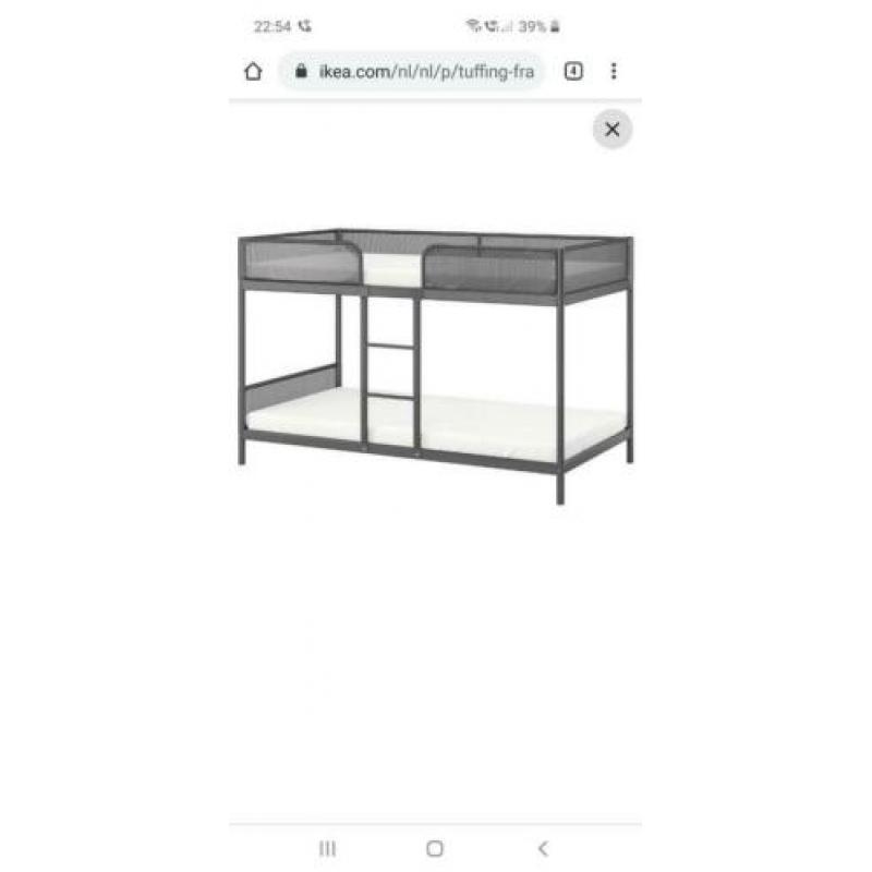 Stapelbed Ikea Tuffing 90 x 200 grijs