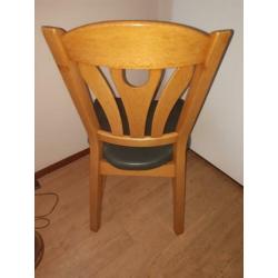 4x mooi eethoek stoelen met echt leer en massief eiken hout