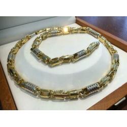 Gouden Bicolor Ketting Monte-Carlo schakel 14 KRT / 70 cm