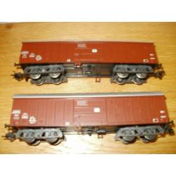 2 grote Ho Marklin dubbelasser goederenwagons.