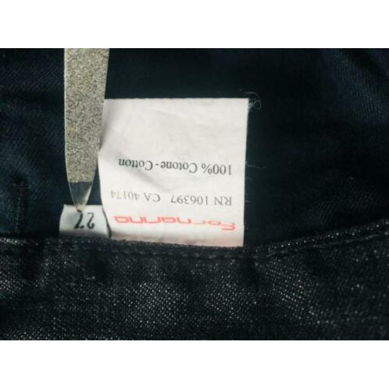 FORNARINA grijze broek wijde pijp katoen/leer mt 27(S)