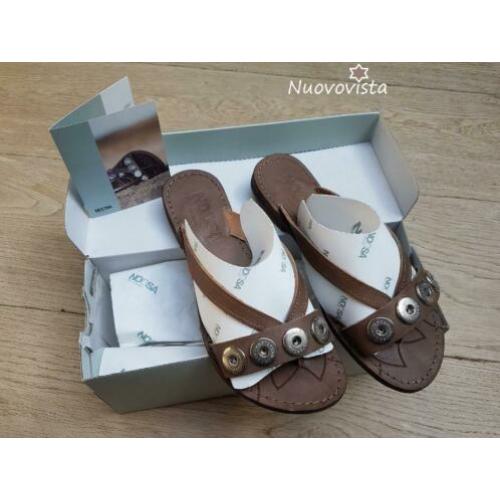 Nieuw *NOOSA Amsterdam Slippers Grey / Brown 100% leder 36