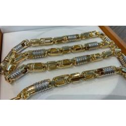 Gouden Bicolor Ketting Monte-Carlo schakel 14 KRT / 70 cm