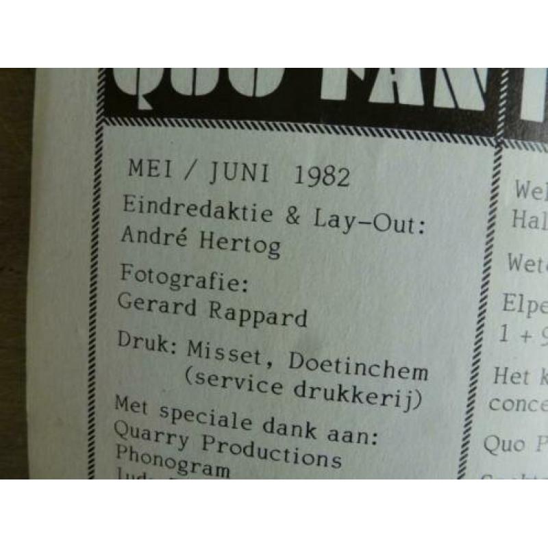 Oud Fanclubblaadje uit 1982 van STATUS QUO vele fotos (pks)