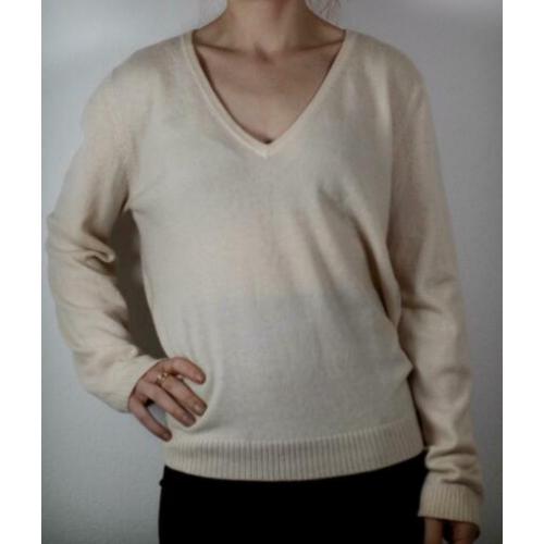 Bruuns Bazaar beige 100% cashmere v-hals trui mt M