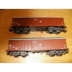 2 grote Ho Marklin dubbelasser goederenwagons.