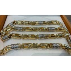 Gouden Bicolor Ketting Monte-Carlo schakel 14 KRT / 70 cm