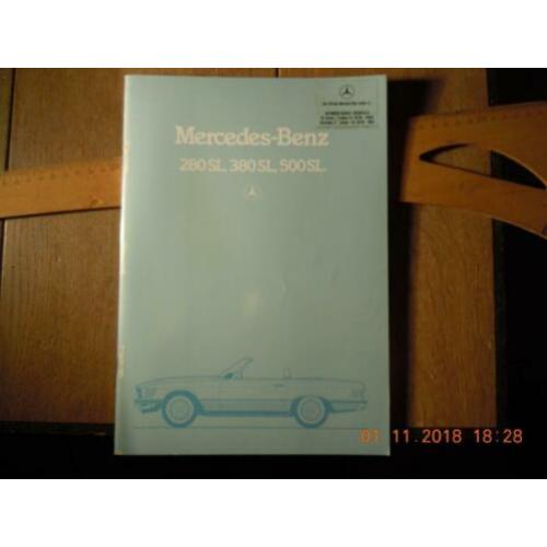 Prospectus Mercedes sl type W107. Uitgavejaar 1981. Nederlan