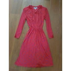Virginie rode jurk en vest met print, maat 38, Vintage