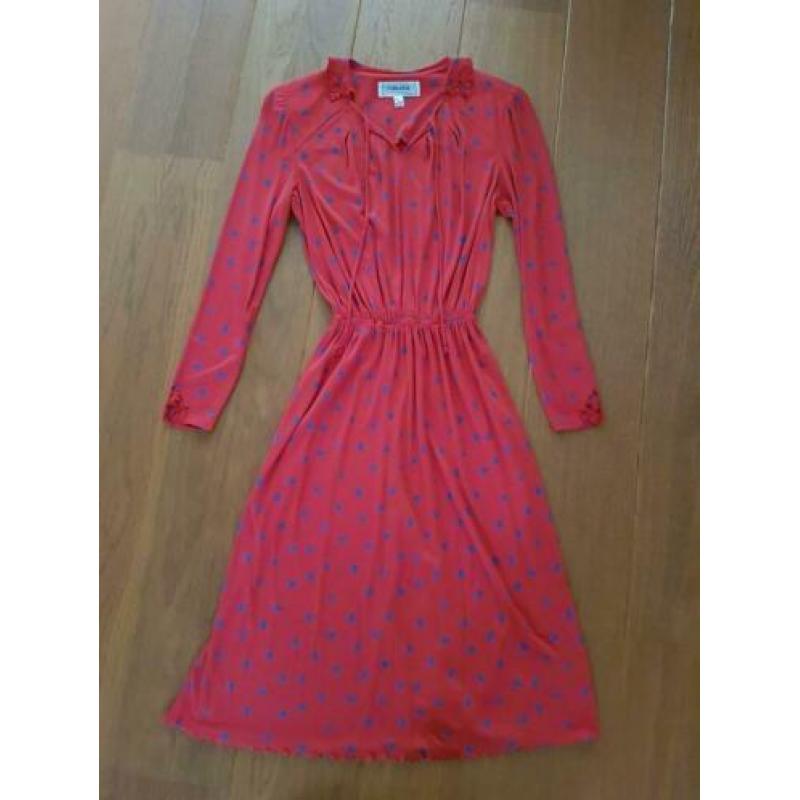 Virginie rode jurk en vest met print, maat 38, Vintage