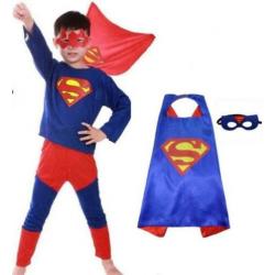 Superman verkleedpak + rode cape + masker, maat 110,116