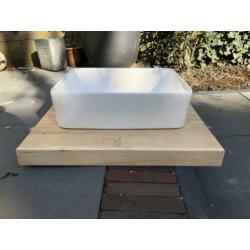 Eiken blad 62 * 69,5 * 5,5 + wastafel / wasbak