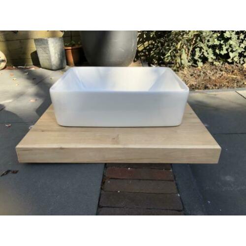 Eiken blad 62 * 69,5 * 5,5 + wastafel / wasbak