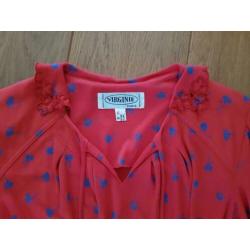 Virginie rode jurk en vest met print, maat 38, Vintage