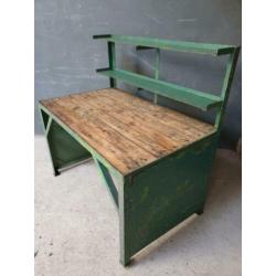 Industriële werkbank, werktafel, bureau groen