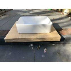 Eiken blad 62 * 69,5 * 5,5 + wastafel / wasbak