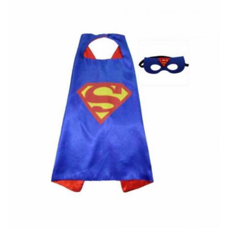 Superman verkleedpak + rode cape + masker, maat 110,116