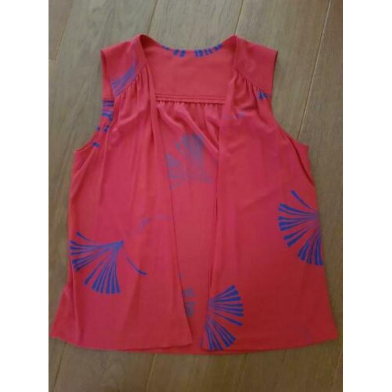 Virginie rode jurk en vest met print, maat 38, Vintage
