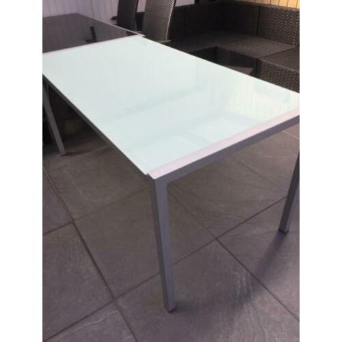 Eetkamertafel glas aluminium