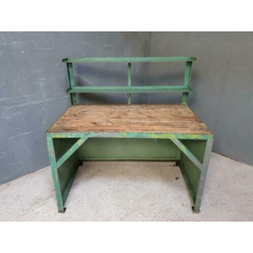 Industriële werkbank, werktafel, bureau groen