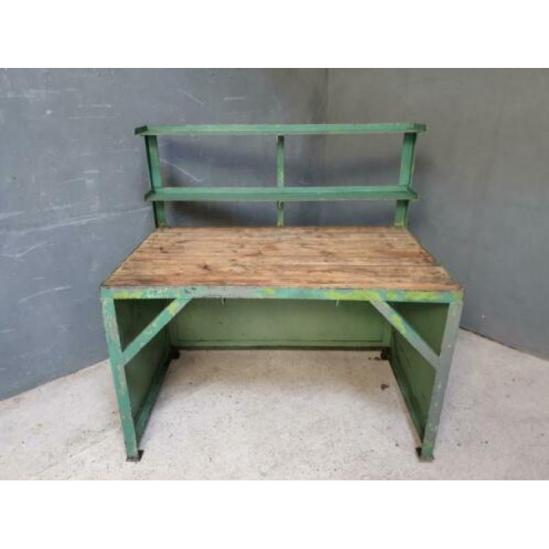 Industriële werkbank, werktafel, bureau groen