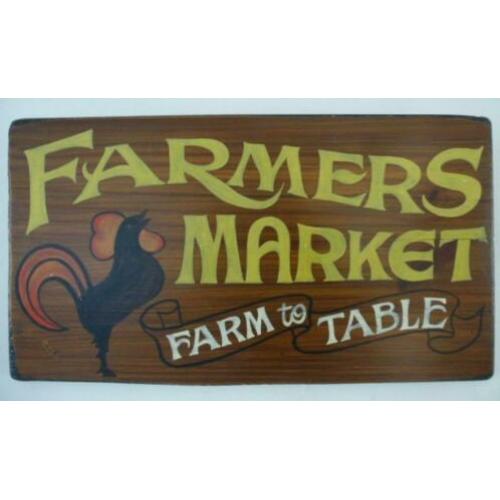 Handgeschilderd houten bord/Farmers Market/boeren markt