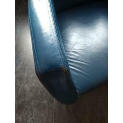 2 x leren kobalt blauw stoelen