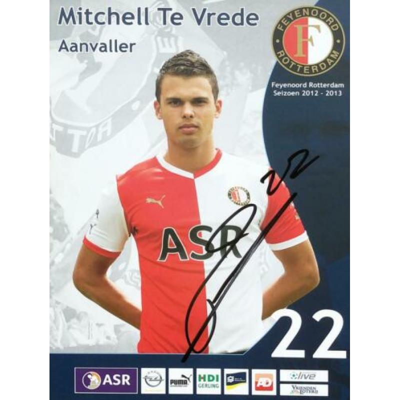 15 gesigneerde spelerskaarten Feyenoord 13x18cm