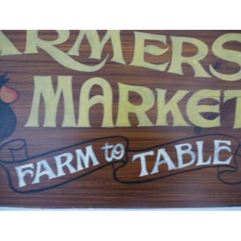 Handgeschilderd houten bord/Farmers Market/boeren markt