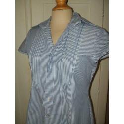 HANS UBBINK blauw wit gestreepte hoog laag blouse 36 lang