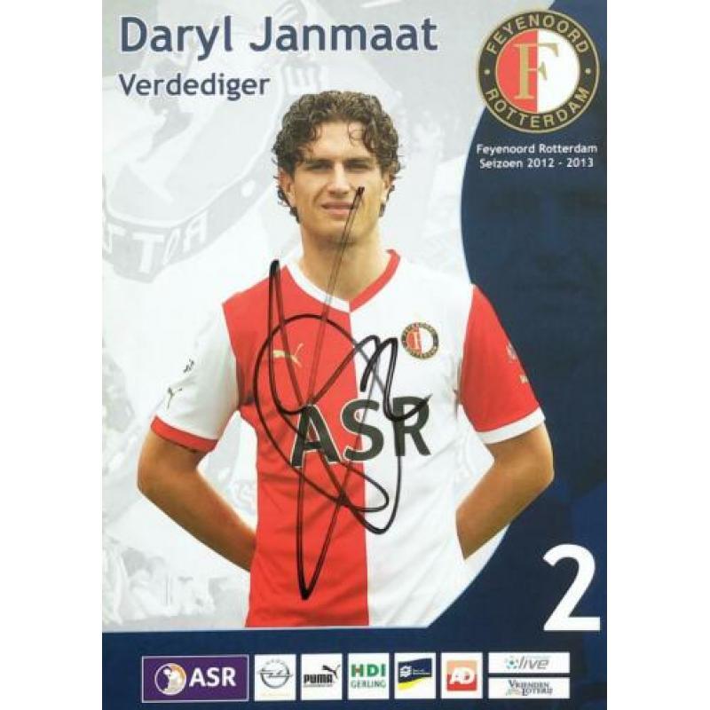 15 gesigneerde spelerskaarten Feyenoord 13x18cm