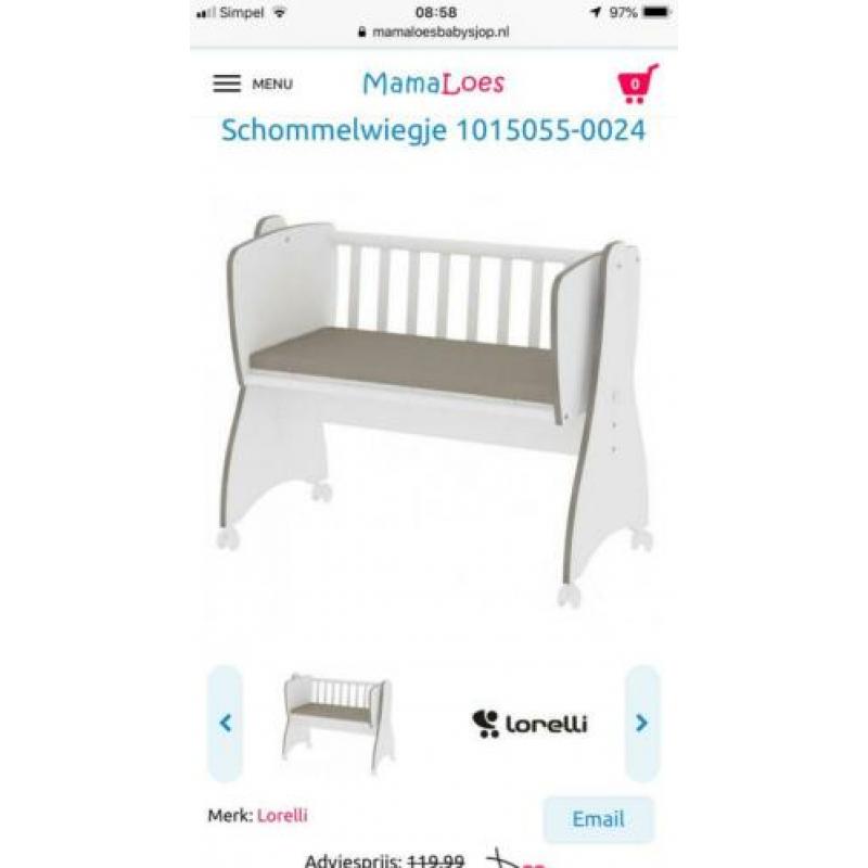 Lorelli wieg wit. Schommel of gewoon. Wit. Zgan